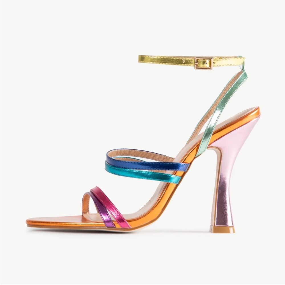 Nasty Gal rainbow metallic heels size 7, never worn